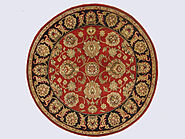 Buy 4 ft. Round & Square Jaipur Rugs Red / Black Fine Hand Knotted Wool Area Rug MR19192 | Monarch Rugs