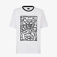 Fendi Embroidered Flower T-Shirt In Cotton White