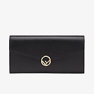 F is Fendi Continental Wallet In Calf Leather Black