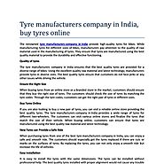 Tyre manufacturers company in India buy tyres online | Pearltrees