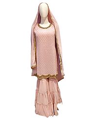 Light Pink Color Sharara Suit with Pure Dupatta for Women