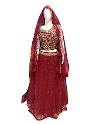 Stylish Mahroon Color Net Fabric Dress Online - Arihant Fashion