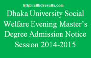 DU Social Welfare Evening Masters Degree Admission Notice
