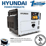 Hyundai DHY8000SELR Diesel Generator Long Run (6kW) Silenced Sale