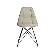 Zane Dining Chair Beige with Powder Coated Metal Legs
