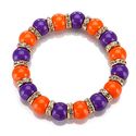 NCAA Clemson Tigers Gold Tone Stretch Bracelet Featuring Clemson Colors and Clear Crystal Rhinestones
