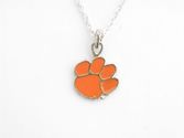 Clemson Tigers CU Orange NCAA Silver Chain Fashion Necklace Jewelry