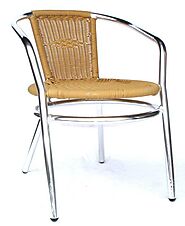 Stackable Aluminum/PVC Wicker Arm Chair - Bistro Tables & Bases