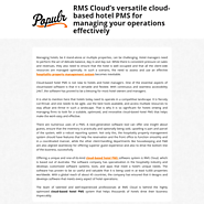 RMS Cloud’s versatile cloud-based hotel PMS for managing your operations effectively