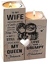 Candle holders decorated with photos for Valentine's Day
