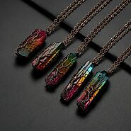 Rainbow Stone Quartz Tree Of Life Pendant Necklace For Women (Rainbow) | Chakra Balancing, Healing Stones And Crystals