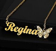 Personalized Name Necklace Zircon Butterfly Pendant