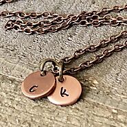 Tiny Copper Initial Necklace - Hand Stamped Trinkets
