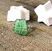Handmade Green Sea Glass Ring - Hand Stamped Trinkets