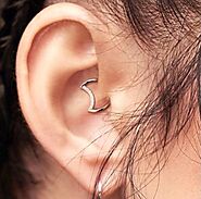 Crescent Moon Nose Piercing Hoop with Paved CZ's - Hand Stamped Trinkets