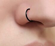 No Piercing Black Nose Ring Hoop Set - Hand Stamped Trinkets