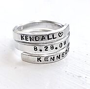 Personalized Spiral Rings - Engraved Adjustable Ring Wraps - Hand Stamped Trinkets