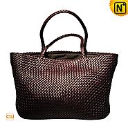 Cwmalls Womens Tote Bag Leather Woven Handbag CW255159