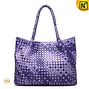 Cwmalls Womens Purple Leather Carryall Tote Bag CW255169