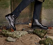 Black leather men's boots by Barker