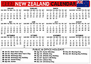 New Zealand 2021 Calendar with Bank, Public, School Holidays PDF