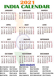2021 Calendar with India holidays, Bank, Office, School Printable