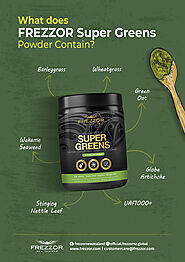 What does FREZZOR Super Greens Powder contains | Super Greens Infographics – FREZZOR Inc
