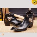 Mens Black Dress Boots Italian Leather Shoes CW750122