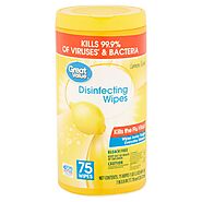 75 Wipes Great Value® Disinfecting Wipes - Kills the Flu Virus- 1 canister of 75 wipes - Lemon Scent - EPA - Made in ...
