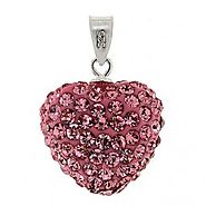 .925 Sterling Silver Pink Crystal Heart Pendant (PCRY-HT-PD)