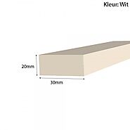 Wit siliconen mosrubber rechthoekig snoer 20mm x 30mm