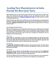 Leading Tyre Manufacturers in India Provide the Best Cycle Tyres | edocr