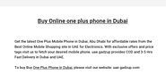 Buy Online one plus phone in Dubai - Infogram