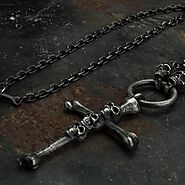 999 Fine Silver Cross Skull Pendant Necklace - VVV Jewelry