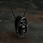 Fine Silver Reaper Vampire Skull Pendant Necklace - VVV Jewelry