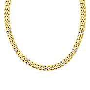 14k Yellow Gold 18 inch Polished Curb Chain Necklace with Diamonds - Zabdi Jewelry Store