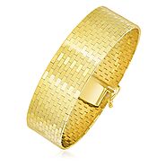 14k Yellow Gold Thick Omega Motif Brick Style Bracelet - Zabdi Jewelry Store