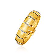 14k Two-Tone Yellow and White Gold Cleopatra Style Bracelet - Zabdi Jewelry Store