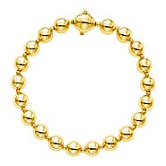 14k Yellow Gold 7 3/4 inch Polished Bead Bracelet - Zabdi Jewelry Store