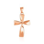 Flat Twisted Cross Pendant in 14k Rose Gold - Zabdi Jewelry Store