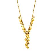 14k Yellow Gold 17 inch Satin Finish Lariat Style Necklace with Teardrops - Zabdi Jewelry Store