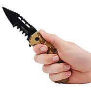 Folding Knife Spring Assisted Brown Digital Camo | My Self Defense