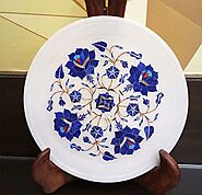 Indian Marble Inlay Plates| Marble Plates Online Having Beautiful Parchinkari