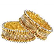Buy Cartloot Pretty Gold Plated Pearl Bangles Set For Women Online | Cartloot