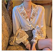 Royal Heist Vintaged Embroidered Blouse – Academia Asthetic