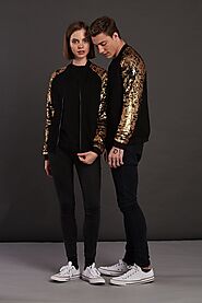 Statement Gold Sequin Bomber Jacket for Men and Women