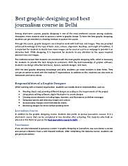 Best graphic designing and best journalism course in Delhi