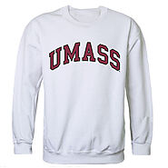 UMASS University of Massachusetts Amherst Campus Crewneck Pullover Sweatshirt Sweater White