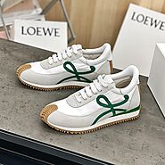 Loewe Ballet Runner Sneaker Women Nylon and Calfskin In Grey/Green