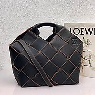 Loewe Large Woven Basket Bag Grained Calfskin In Black